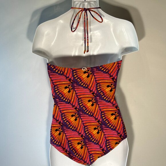 Jantzen SZ L Tropical Print Tummy Control Swimsuit Butterflies 80s Beach Swim 90 - Picture 4 of 8
